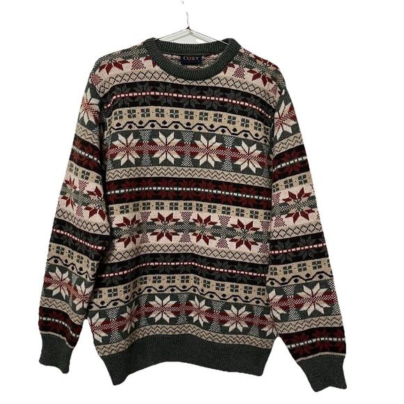 VTG Cozy Mens Wool Blend Novelty Christmas Sweater Size L Holiday Grandpacore - Picture 1 of 6